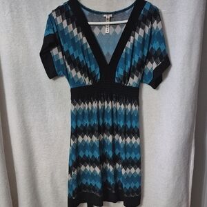 Heart Soul Teal and Gray Argyle Dress